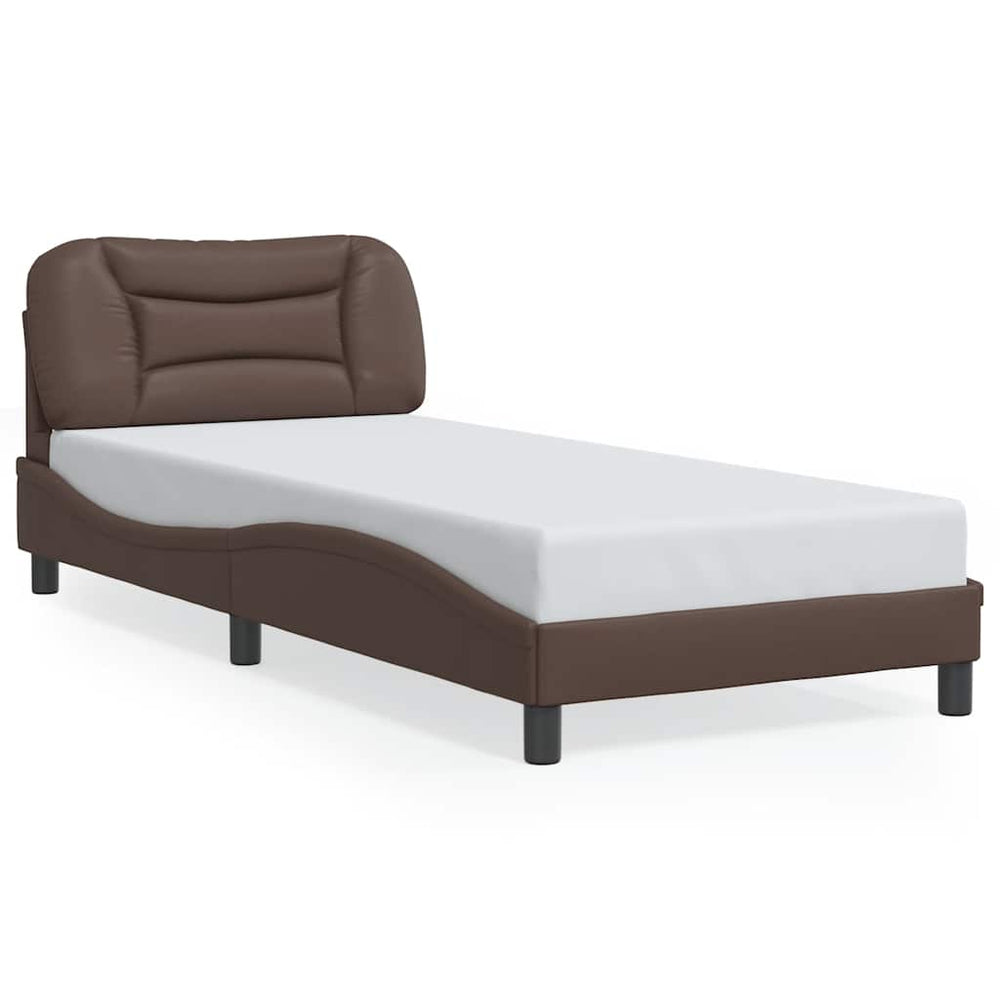 vidaXL "Hvar" Brown Faux Leather Bed Frame without Mattress 90x200 cm