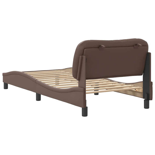 vidaXL "Hvar" Brown Faux Leather Bed Frame without Mattress 90x200 cm