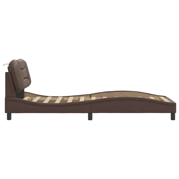vidaXL "Hvar" Brown Faux Leather Bed Frame without Mattress 90x200 cm