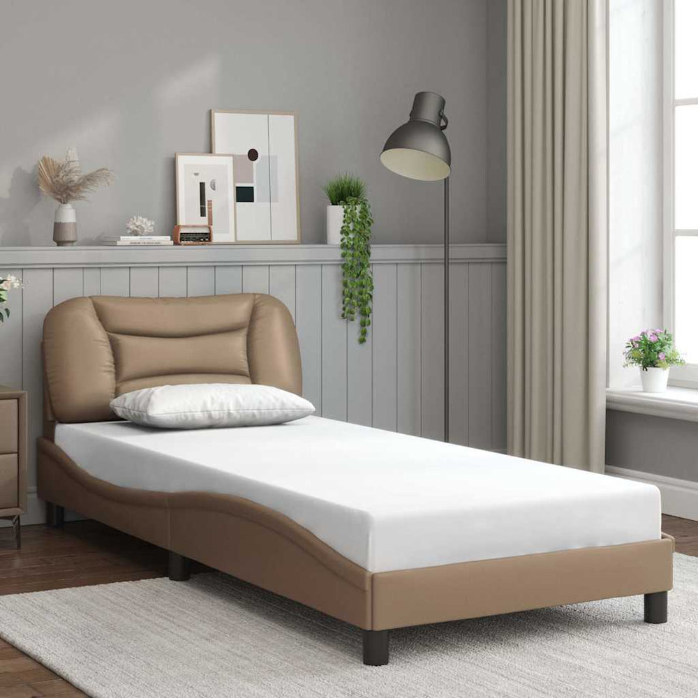 vidaXL Bed Frame without Mattress "Hvar" Cappuccino Brown 90x200 cm Faux Leather