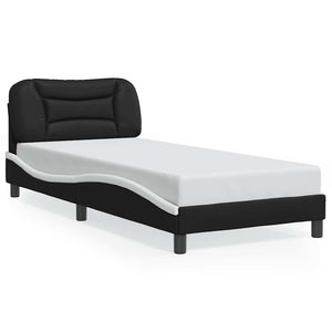 vidaXL Bed Frame without Mattress "Hvar" Black and White 90x200 cm Faux Leather