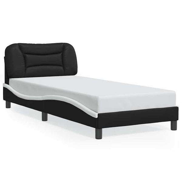 vidaXL Bed Frame without Mattress "Hvar" Black and White 90x200 cm Faux Leather