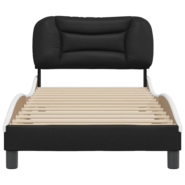 vidaXL Bed Frame without Mattress "Hvar" Black and White 90x200 cm Faux Leather