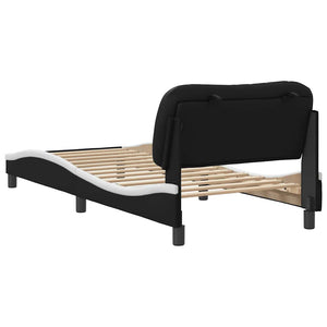 vidaXL Bed Frame without Mattress "Hvar" Black and White 90x200 cm Faux Leather
