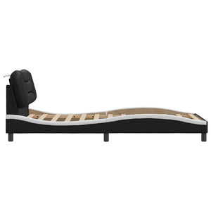 vidaXL Bed Frame without Mattress "Hvar" Black and White 90x200 cm Faux Leather