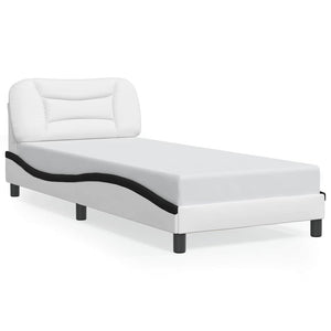 vidaXL Bed Frame without Mattress "Hvar" White and Black 90x200 cm Faux Leather
