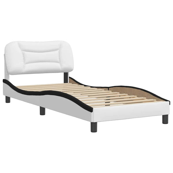 vidaXL Bed Frame without Mattress "Hvar" White and Black 90x200 cm Faux Leather