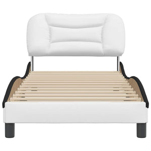 vidaXL Bed Frame without Mattress "Hvar" White and Black 90x200 cm Faux Leather