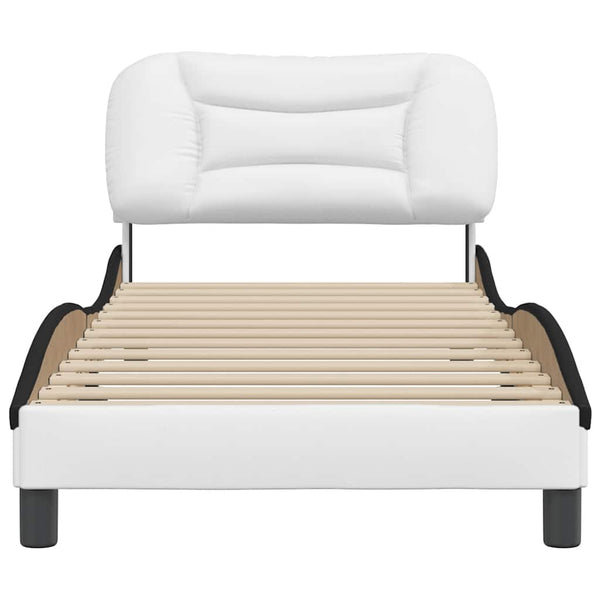 vidaXL Bed Frame without Mattress "Hvar" White and Black 90x200 cm Faux Leather