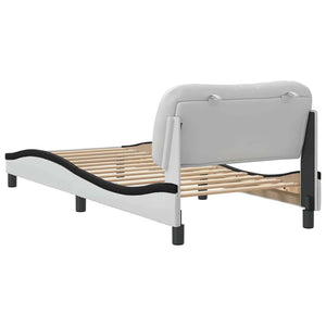 vidaXL Bed Frame without Mattress "Hvar" White and Black 90x200 cm Faux Leather