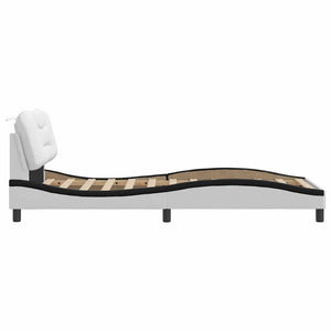 vidaXL Bed Frame without Mattress "Hvar" White and Black 90x200 cm Faux Leather