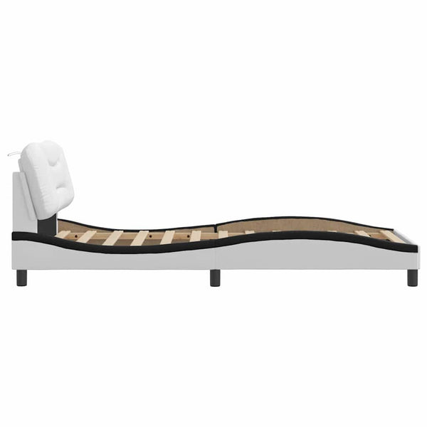 vidaXL Bed Frame without Mattress "Hvar" White and Black 90x200 cm Faux Leather
