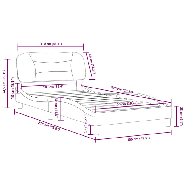 vidaXL Bed Frame without Mattress "Hvar" White 100x200 cm Faux Leather