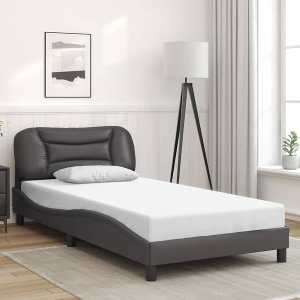 vidaXL Bed Frame Without Mattress "Hvar" Grey 100x200 cm Artificial Leather