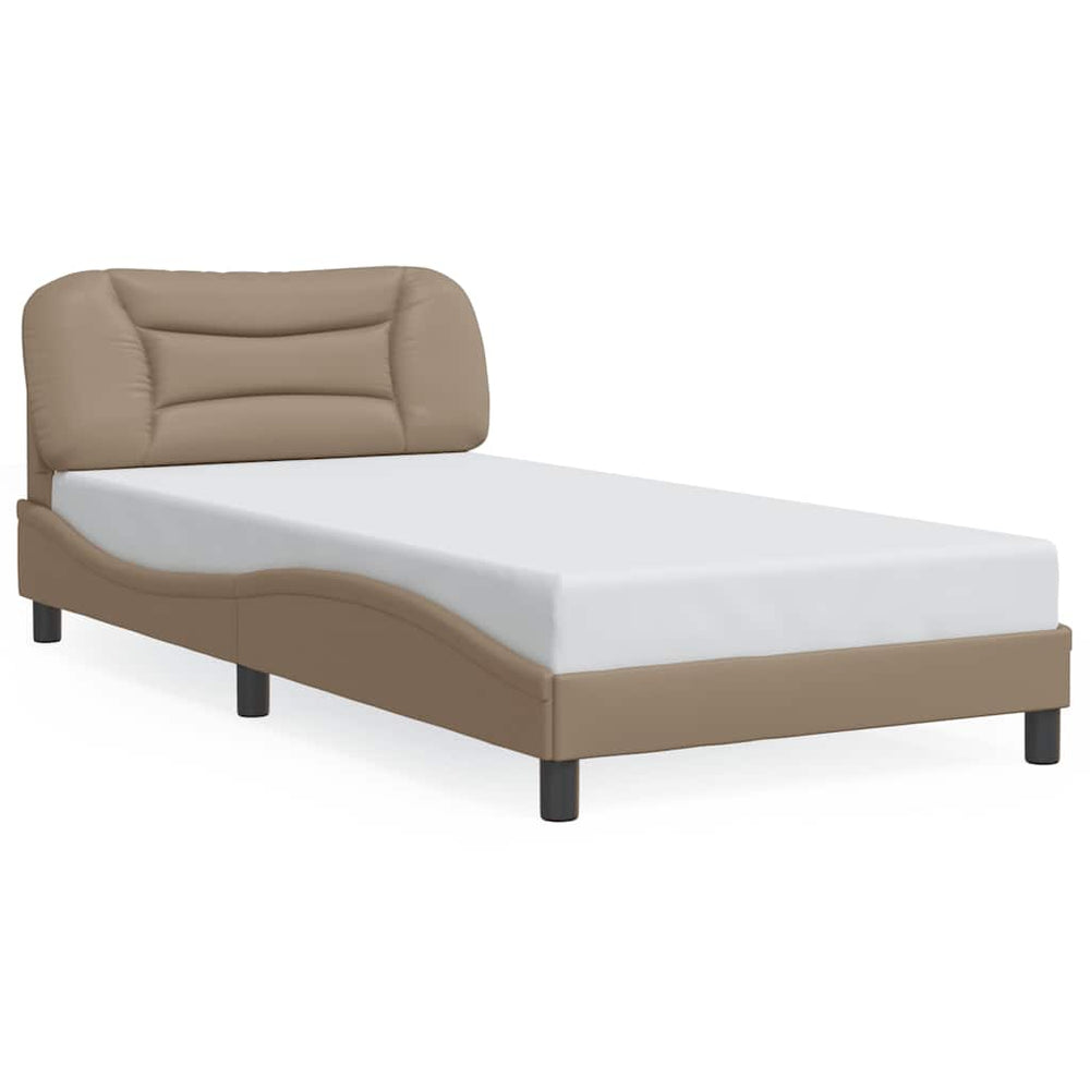 vidaXL Bed Frame without Mattress "Hvar" Cappuccino Brown 100x200 cm Faux Leather