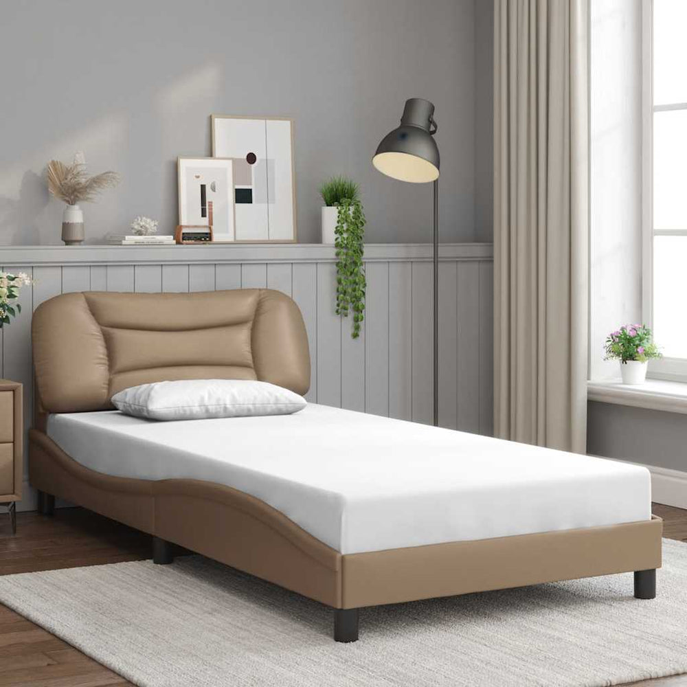 vidaXL Bed Frame without Mattress "Hvar" Cappuccino Brown 100x200 cm Faux Leather