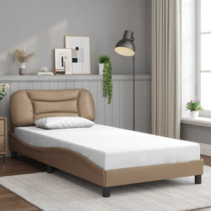 vidaXL Bed Frame without Mattress "Hvar" Cappuccino Brown 100x200 cm Faux Leather