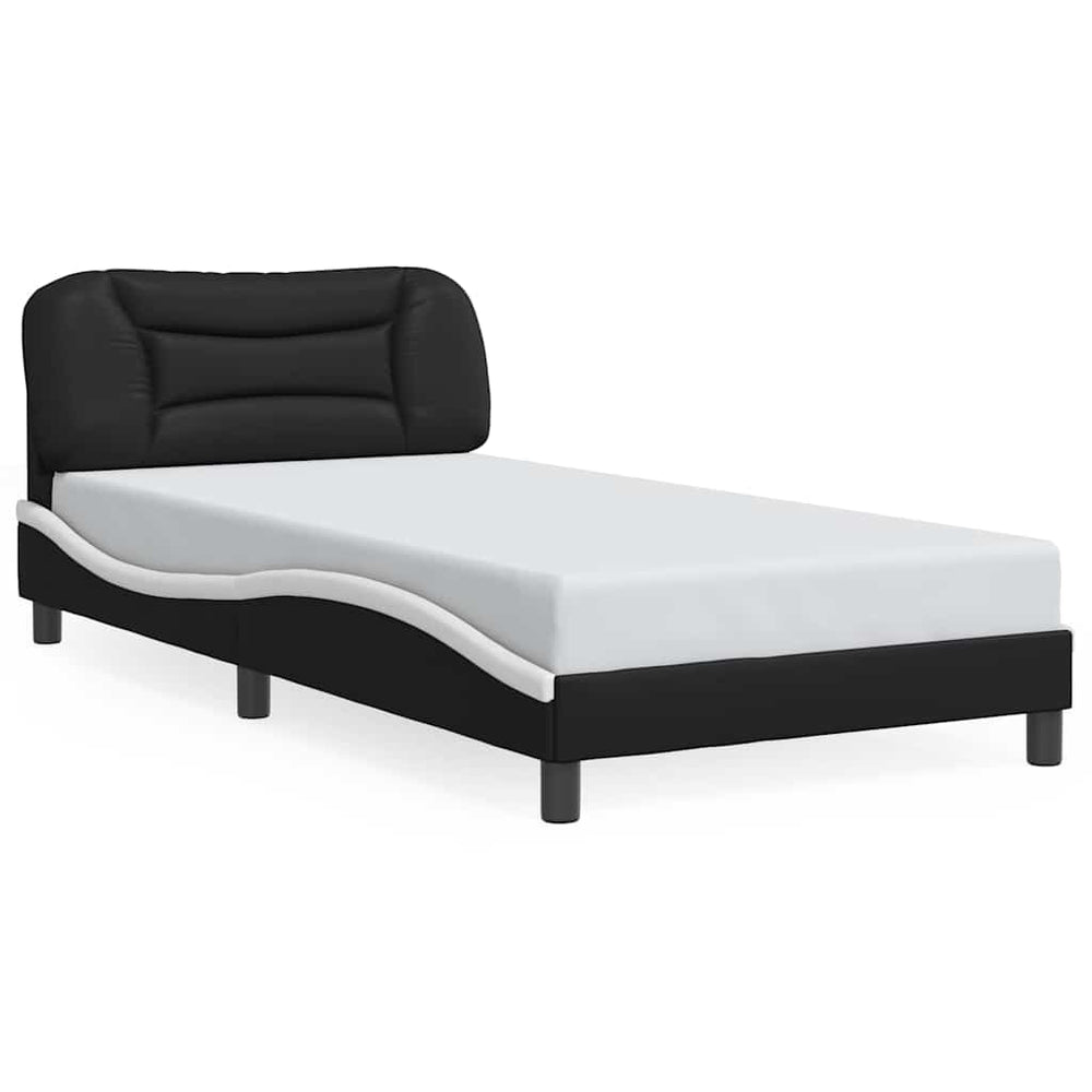 vidaXL Bed Frame without Mattress "Hvar" Black and White 100x200 cm Faux Leather
