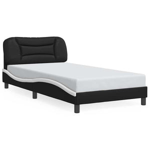 vidaXL Bed Frame without Mattress "Hvar" Black and White 100x200 cm Faux Leather