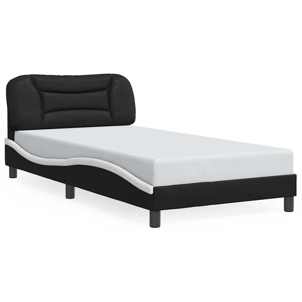 vidaXL Bed Frame without Mattress "Hvar" Black and White 100x200 cm Faux Leather