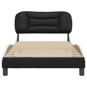 vidaXL Bed Frame without Mattress "Hvar" Black and White 100x200 cm Faux Leather