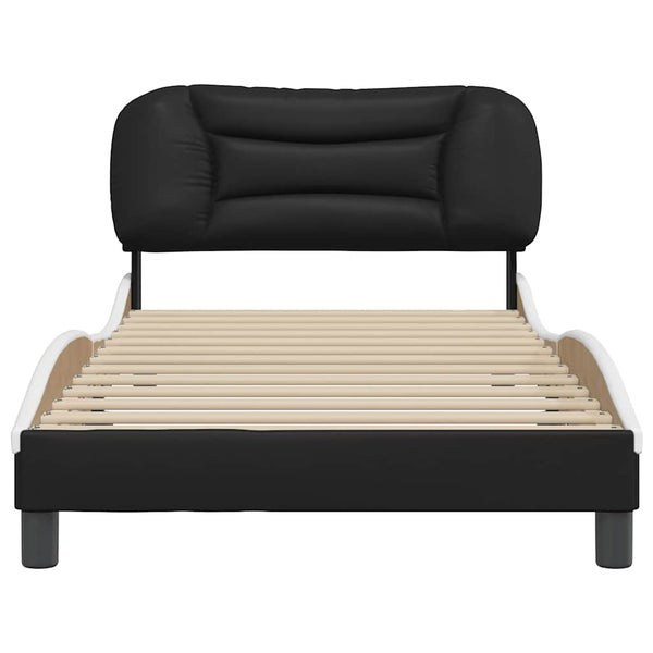 vidaXL Bed Frame without Mattress "Hvar" Black and White 100x200 cm Faux Leather