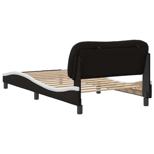 vidaXL Bed Frame without Mattress "Hvar" Black and White 100x200 cm Faux Leather