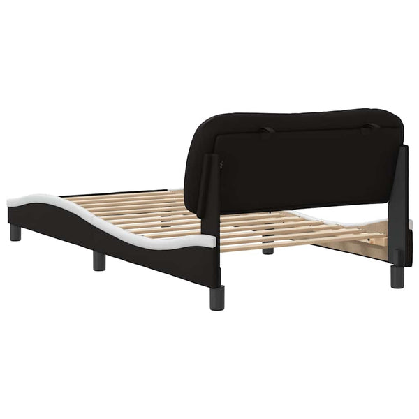 vidaXL Bed Frame without Mattress "Hvar" Black and White 100x200 cm Faux Leather