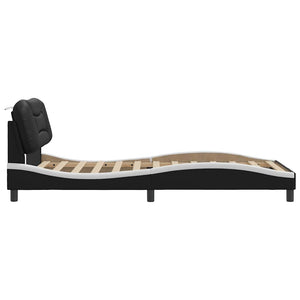 vidaXL Bed Frame without Mattress "Hvar" Black and White 100x200 cm Faux Leather