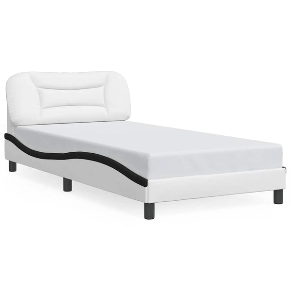 vidaXL Bed Frame Without Mattress "Hvar" White and Black 100x200 cm Faux Leather