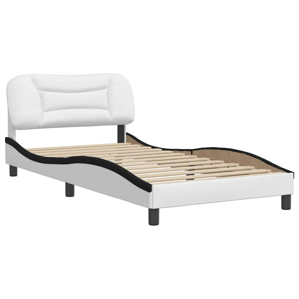 vidaXL Bed Frame Without Mattress "Hvar" White and Black 100x200 cm Faux Leather