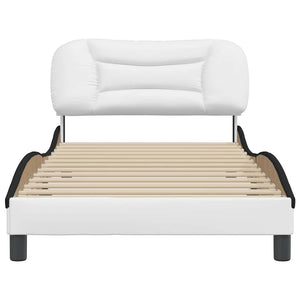 vidaXL Bed Frame Without Mattress "Hvar" White and Black 100x200 cm Faux Leather