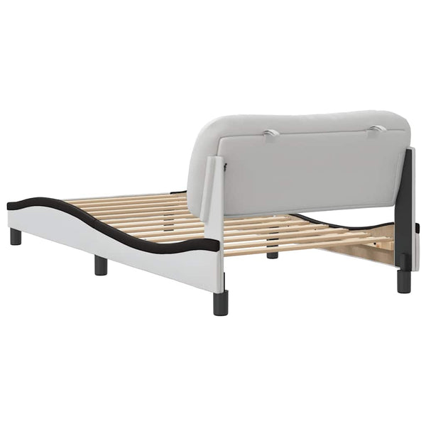 vidaXL Bed Frame Without Mattress "Hvar" White and Black 100x200 cm Faux Leather