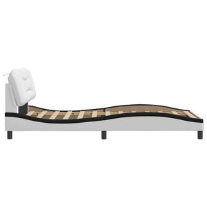vidaXL Bed Frame Without Mattress "Hvar" White and Black 100x200 cm Faux Leather