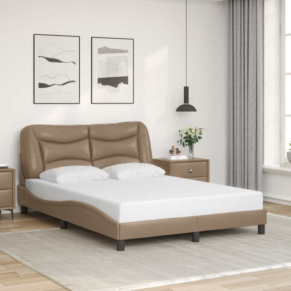 vidaXL Bed Frame without Mattress "Hvar" Cappuccino Brown 120x200 cm Faux Leather