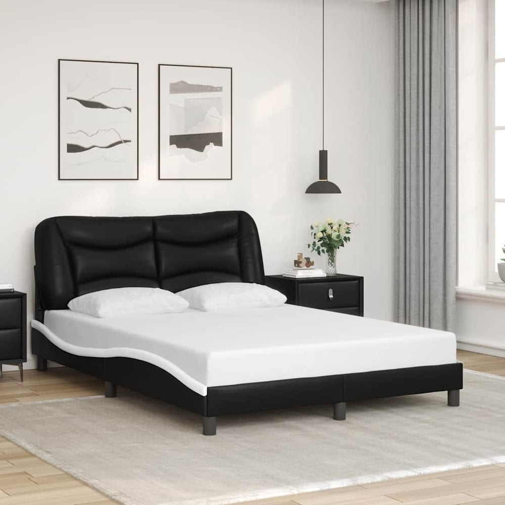 vidaXL Bed Frame without Mattress "Hvar" Black and White 120x200 cm Faux Leather