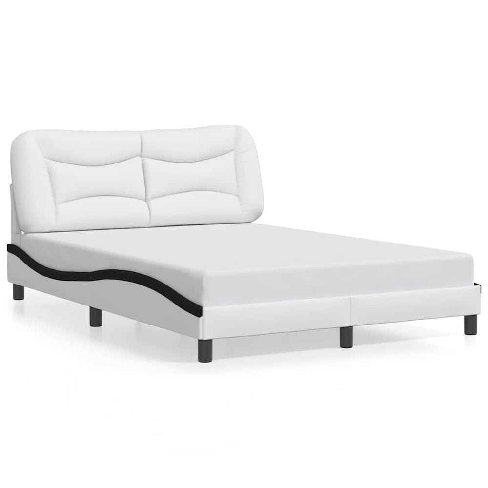 vidaXL Bed Frame without Mattress "Hvar" White and Black 120x200 cm Faux Leather