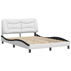 vidaXL Bed Frame without Mattress "Hvar" White and Black 120x200 cm Faux Leather