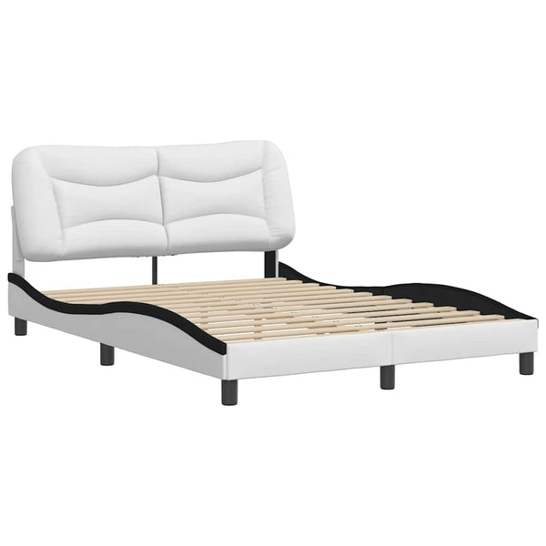 vidaXL Bed Frame without Mattress "Hvar" White and Black 120x200 cm Faux Leather