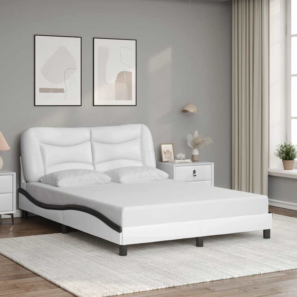 vidaXL Bed Frame without Mattress "Hvar" White and Black 120x200 cm Faux Leather