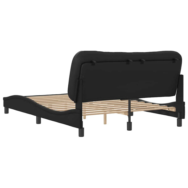 vidaXL Bed Frame without Mattress "Hvar" Black 140x190 cm Faux Leather