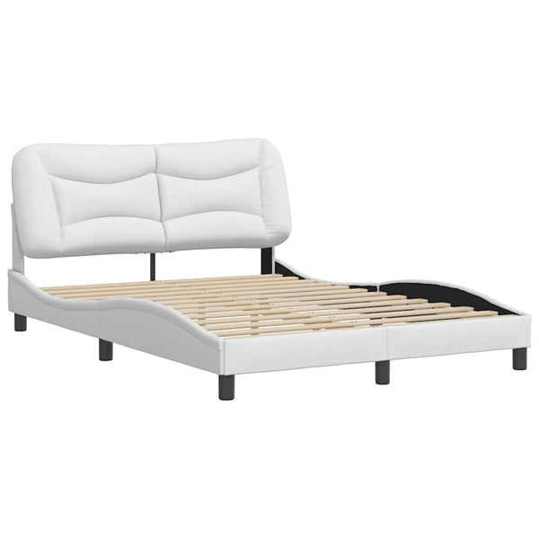 vidaXL Bed Frame without Mattress "Hvar" White 140x190 cm Faux Leather
