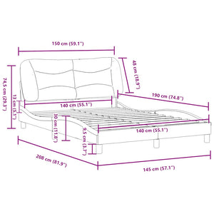 vidaXL Bed Frame without Mattress "Hvar" White 140x190 cm Faux Leather