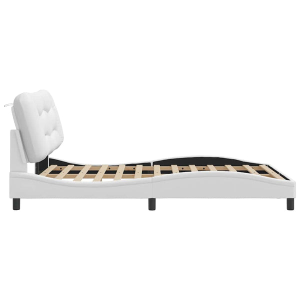 vidaXL Bed Frame without Mattress "Hvar" White 140x190 cm Faux Leather