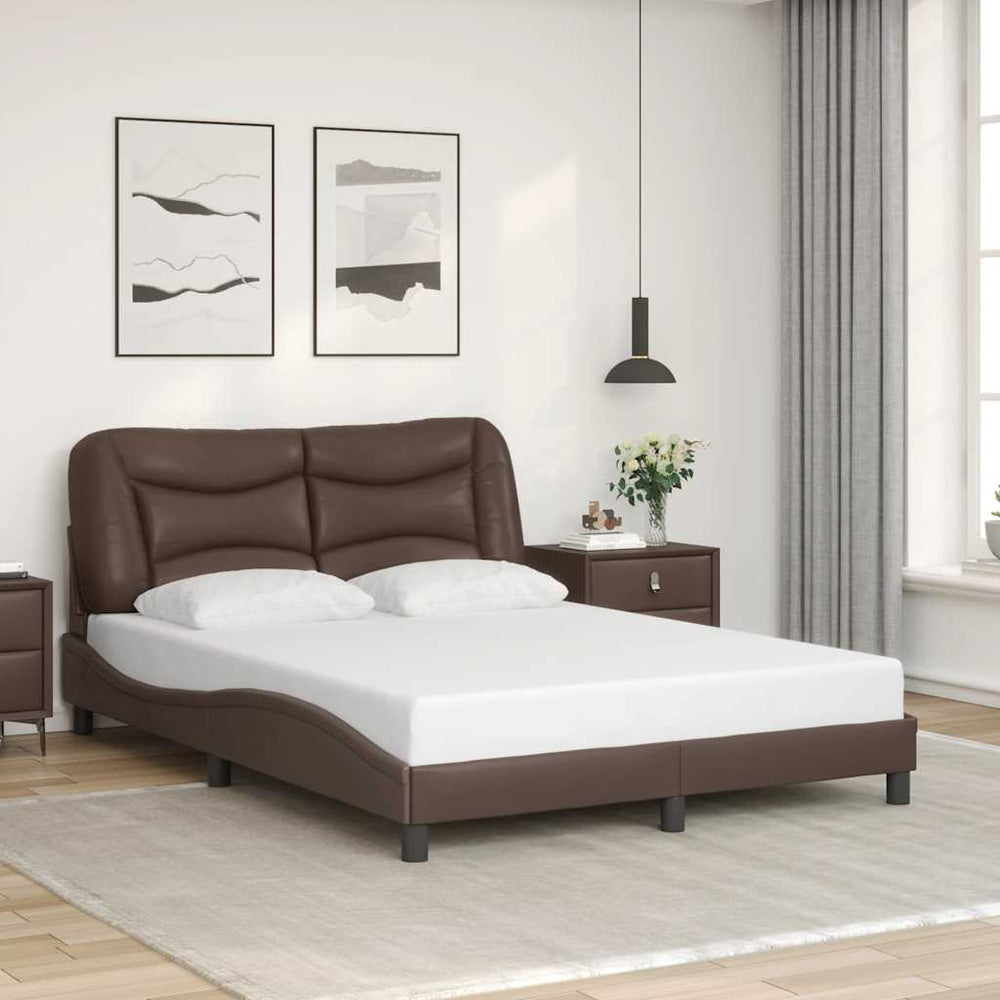 vidaXL Bed Frame without Mattress "Hvar" Brown 140x190 cm Faux Leather