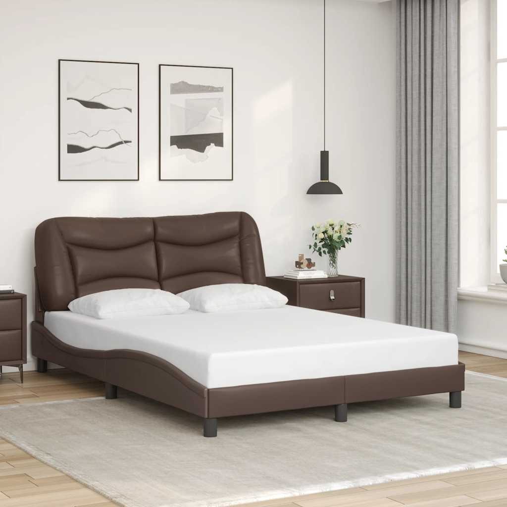 vidaXL Bed Frame without Mattress "Hvar" Brown 140x190 cm Faux Leather
