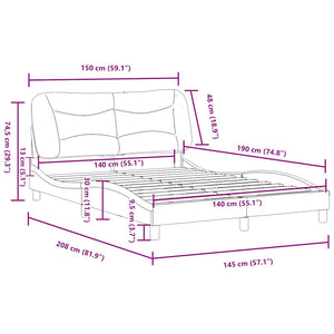 vidaXL Bed Frame without Mattress "Hvar" Grey 140x190 cm Faux Leather