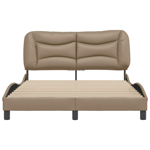 vidaXL Bed Frame without Mattress "Hvar" Cappuccino Brown 140x190 cm Faux Leather