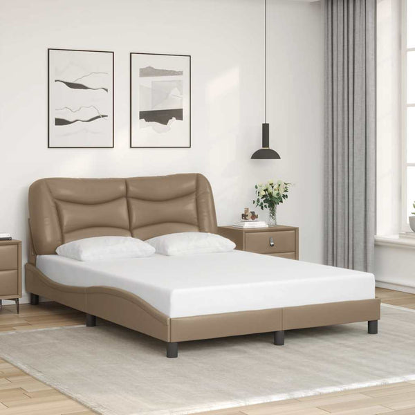 vidaXL Bed Frame without Mattress "Hvar" Cappuccino Brown 140x190 cm Faux Leather