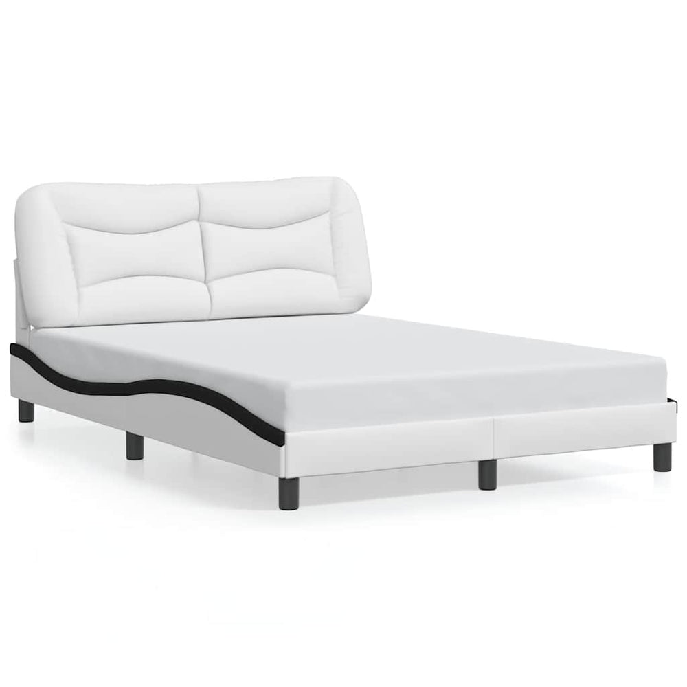 vidaXL Bed Frame without Mattress "Hvar" White and Black 140x190 cm Faux Leather